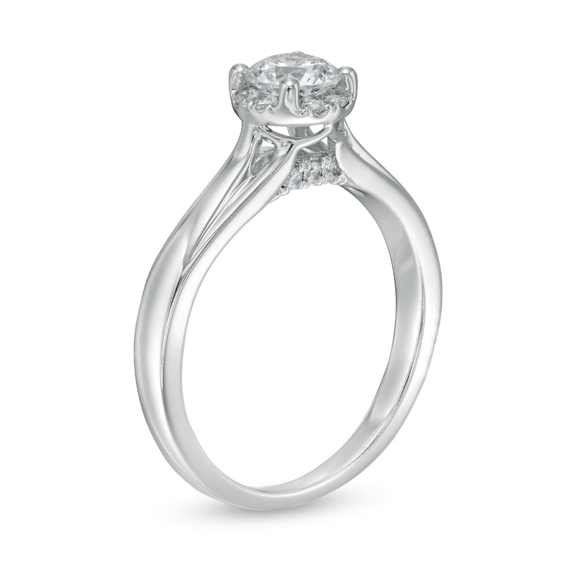 Main Image 3 of 3/4 CT. T.W. Diamond Frame Engagement Ring in 14K White Gold (I/I2)