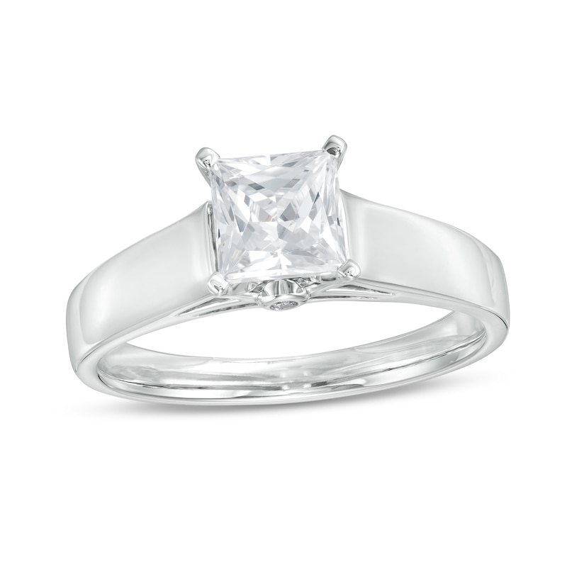 Main Image 1 of 1 CT. T.W. Certified Princess-Cut Diamond Solitaire Engagement Ring in 14K White Gold (I/I1)