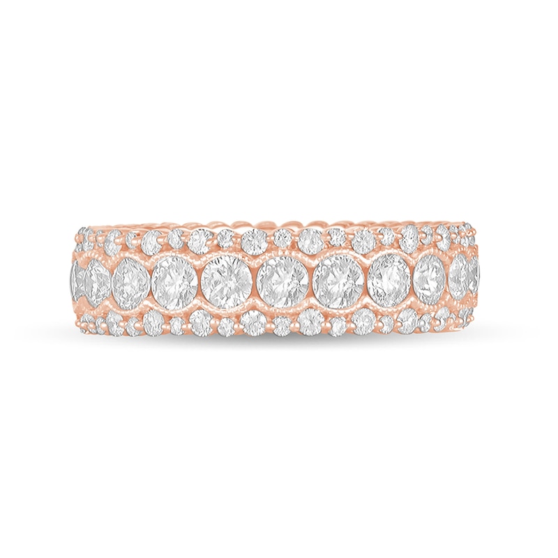 Main Image 4 of 3 CT. T.W. Diamond Scallop Edge Vintage-Style Eternity Anniversary Band in 14K Rose Gold