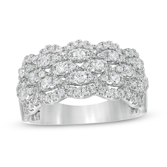 1 CT. T.w. Diamond Five Row Lattice Ring in 10K White Gold