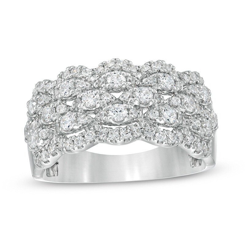 Main Image 1 of 1 CT. T.W. Diamond Five Row Lattice Ring in 10K White Gold