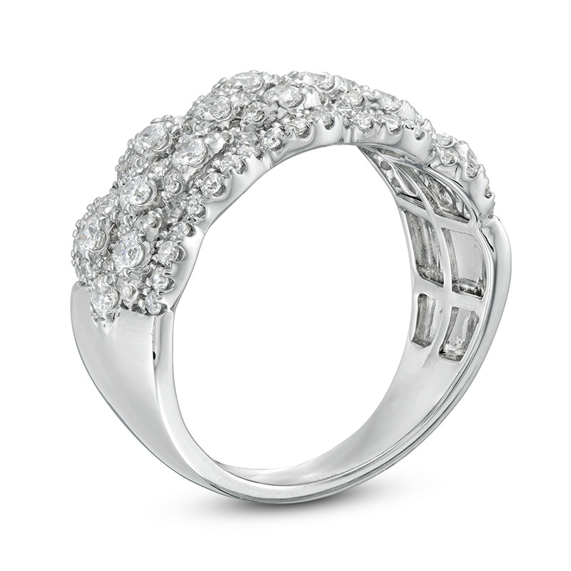 Main Image 3 of 1 CT. T.W. Diamond Five Row Lattice Ring in 10K White Gold