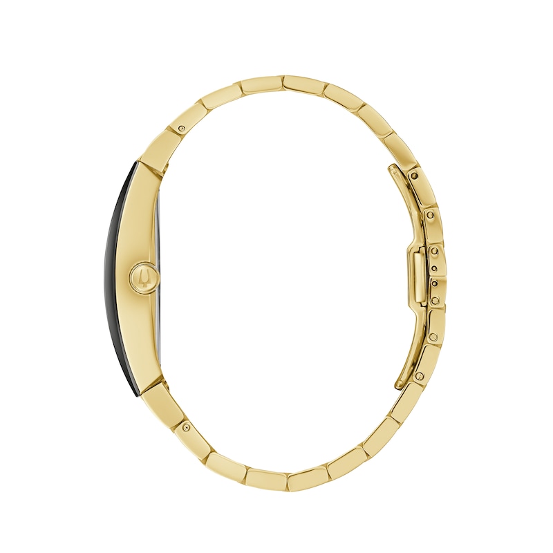 Main Image 2 of Men's Bulova Gemini Gold-Tone Watch with Tonneau Black Dial (Model: 97A164)