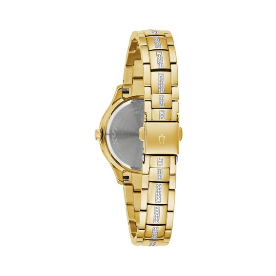 Ladies' Bulova Phantom Crystal Accent Gold-Tone Watch with Mother-of-Pearl Dial (Model: 98L283)