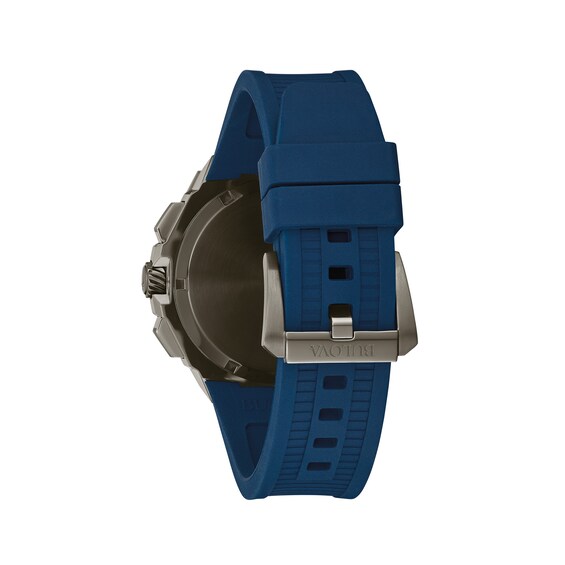 Men's Bulova Precisionist Two-Tone Chronograph Strap Watch with Blue Dial (Model: 98B357)