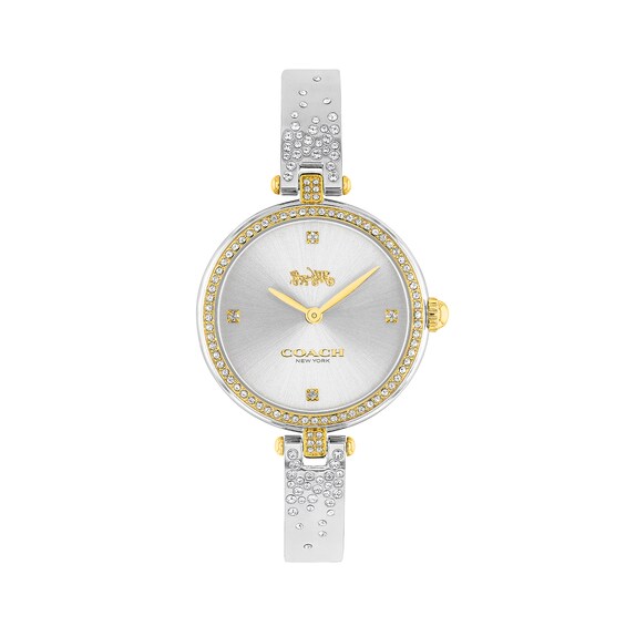 Ladies' Coach Park Crystal Accent Scatter Two-Tone Bangle Watch with Silver-Tone Dial (Model: 14503652) Ladies' Coach Park Crystal Accent Scatter Two-Tone Bangle Watch with Silver-Tone Dial (Model: 14503652)