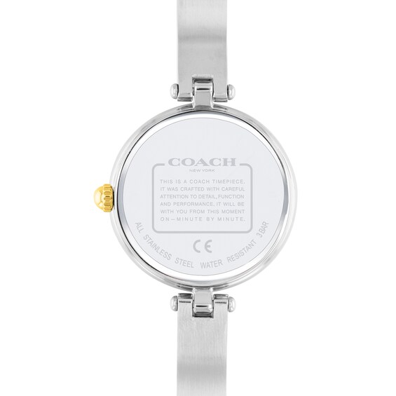 Ladies' Coach Park Crystal Accent Scatter Two-Tone Bangle Watch with Silver-Tone Dial (Model: 14503652) Ladies' Coach Park Crystal Accent Scatter Two-Tone Bangle Watch with Silver-Tone Dial (Model: 14503652)