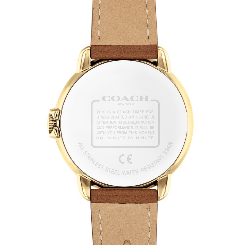 Ladies' Coach Arden Gold-Tone Brown Strap Watch with White Dial (Model: 14503607)