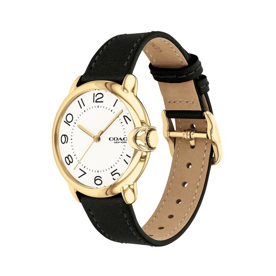 Ladies' Coach Arden Gold-Tone Black Strap Watch with White Dial (Model: 14503606) Ladies' Coach Arden Gold-Tone Black Strap Watch with White Dial (Model: 14503606)