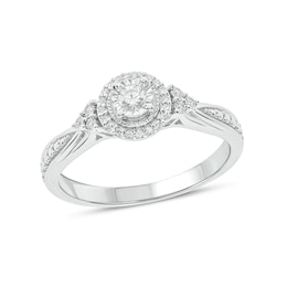 1/6 CT. T.W. Diamond Frame Tri-Sides Promise Ring in 10K White Gold