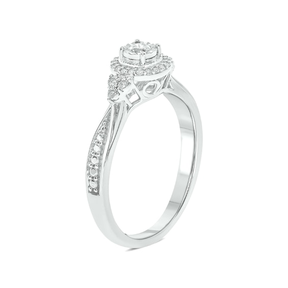 1/6 CT. T.w. Diamond Frame Tri-Sides Promise Ring in 10K White Gold