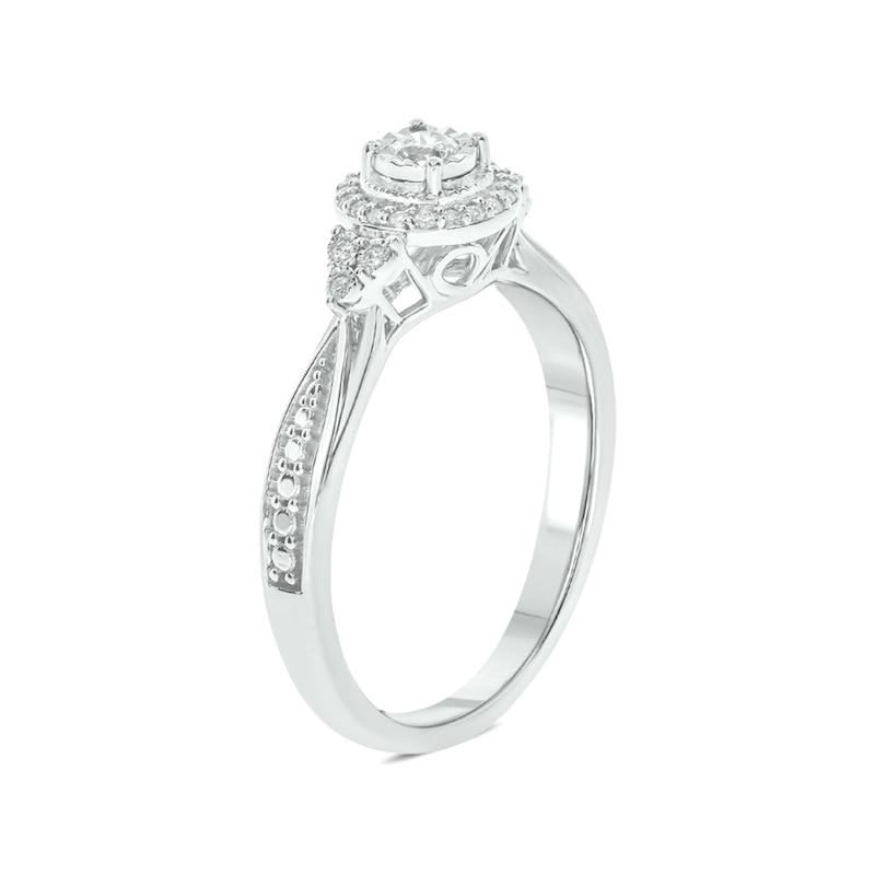 Main Image 2 of 1/6 CT. T.W. Diamond Frame Tri-Sides Promise Ring in 10K White Gold