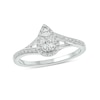 Thumbnail Image 1 of 1/5 CT. T.W. Composite Pear Diamond Frame Vintage-Style Split Shank Promise Ring in 10K White Gold