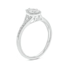 Thumbnail Image 2 of 1/5 CT. T.W. Composite Pear Diamond Frame Vintage-Style Split Shank Promise Ring in 10K White Gold