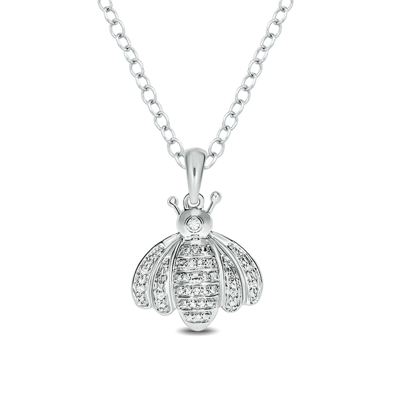 Main Image 1 of 1/20 CT. T.W. Diamond Bumblebee Pendant in Sterling Silver