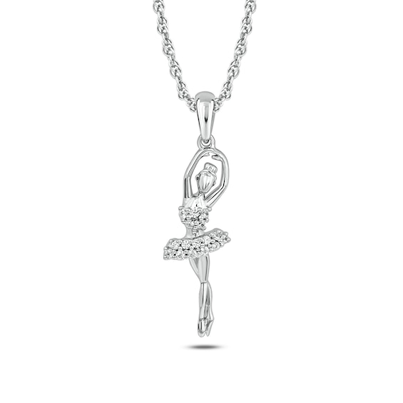 1/10 CT. T.w. Diamond Relevé Ballerina Pendant in 10K White Gold