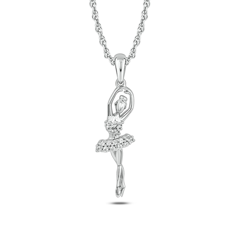 Main Image 1 of 1/10 CT. T.W. Diamond Relevé Ballerina Pendant in 10K White Gold