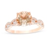 Thumbnail Image 1 of Morganite and 1/3 CT. T.W. Diamond Braid Engagement Ring in 14K Rose Gold