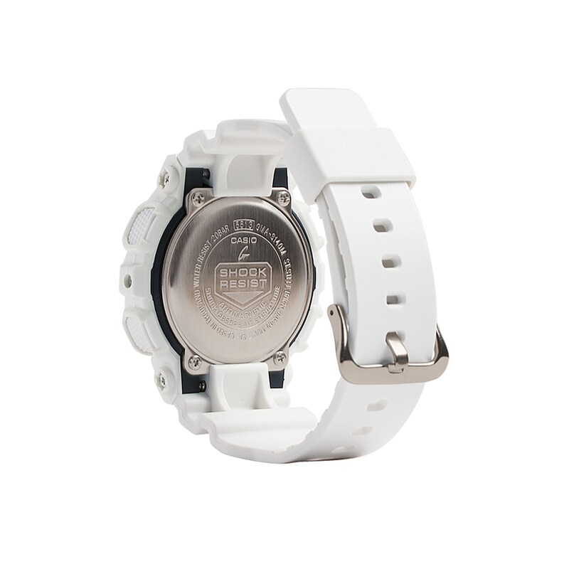 Ladies' Casio G-Shock Classic White Resin Strap Watch with Black Dial (Model: GMAS140M-7A)