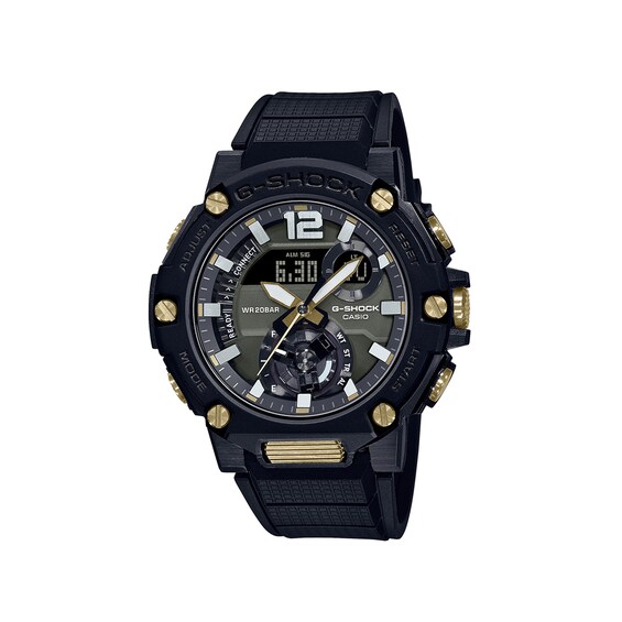 Men's Casio G-Shock G-Steel Black IP Resin Strap Watch with Black Dial (Model: Gstb300B-1A)
