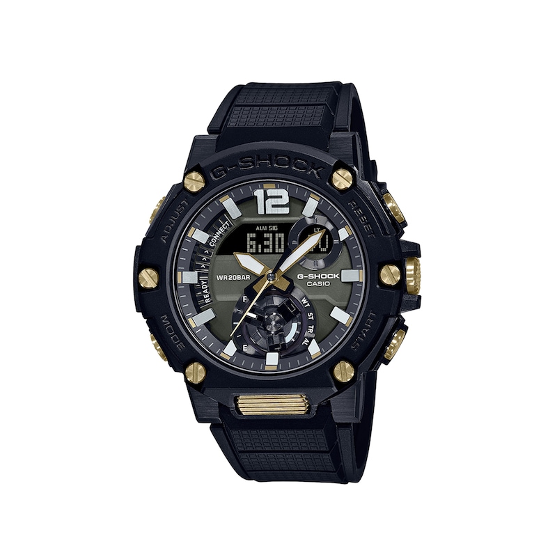 Main Image 1 of Men's Casio G-Shock G-Steel Black IP Resin Strap Watch with Black Dial (Model: GSTB300B-1A)