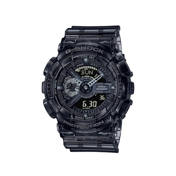 Men's Casio G-Shock Classic Clear Dark Grey Resin Strap Watch with Black Dial (Model: Ga110Ske-8A)