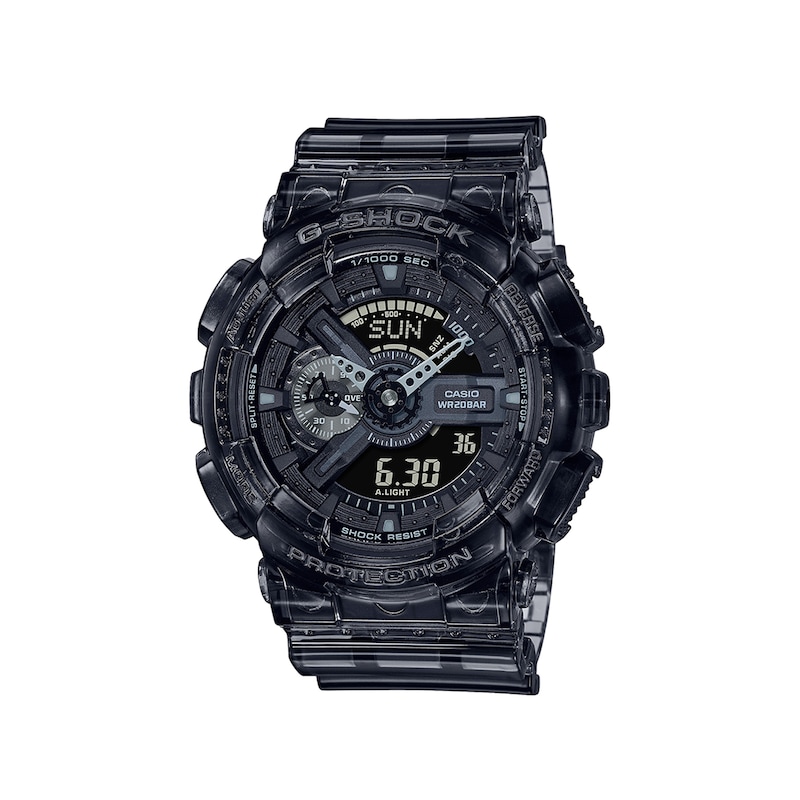 Main Image 1 of Men's Casio G-Shock Classic Clear Dark Grey Resin Strap Watch with Black Dial (Model: GA110SKE-8A)