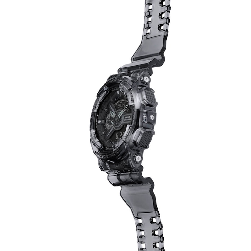Main Image 2 of Men's Casio G-Shock Classic Clear Dark Grey Resin Strap Watch with Black Dial (Model: GA110SKE-8A)