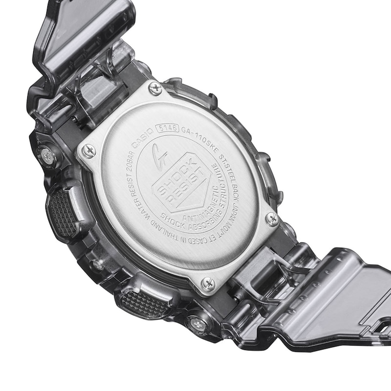Main Image 3 of Men's Casio G-Shock Classic Clear Dark Grey Resin Strap Watch with Black Dial (Model: GA110SKE-8A)