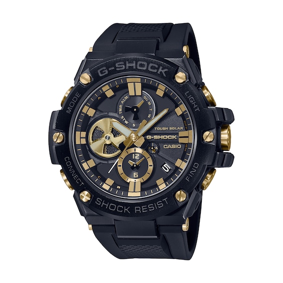 Men's Casio G-Shock G-Steel Black IP Black Resin Strap Watch with Black Dial (Model: Gstb100Gc-1A)