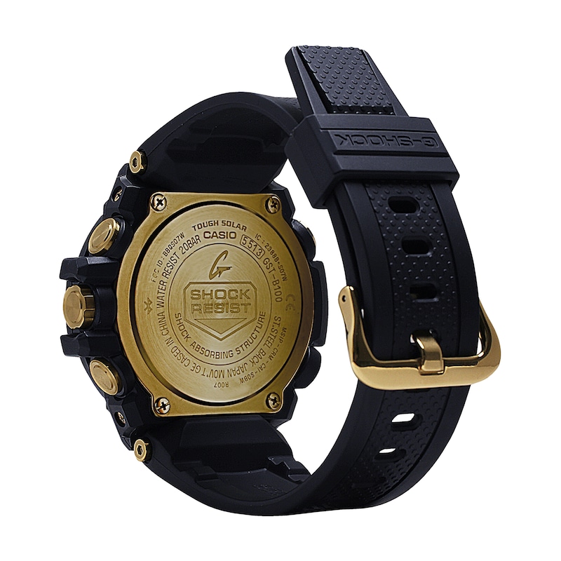 Main Image 3 of Men's Casio G-Shock G-Steel Black IP Black Resin Strap Watch with Black Dial (Model: GSTB100GC-1A)