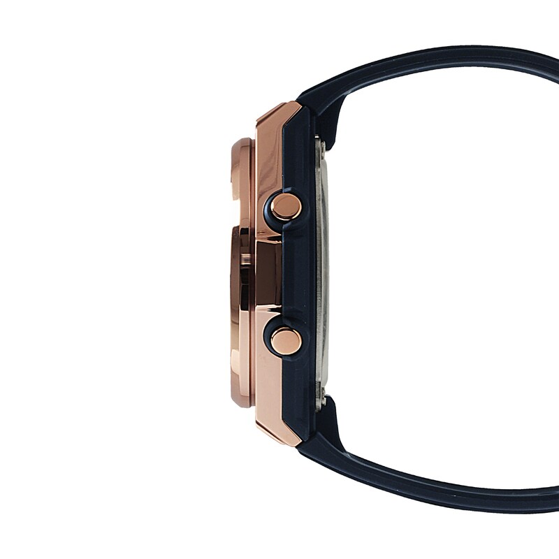 Main Image 2 of Ladies' Casio G-Shock Chronograph Rose-Tone IP Black Resin Strap Watch with Champagne Dial (Model: MSGS600G-1A)