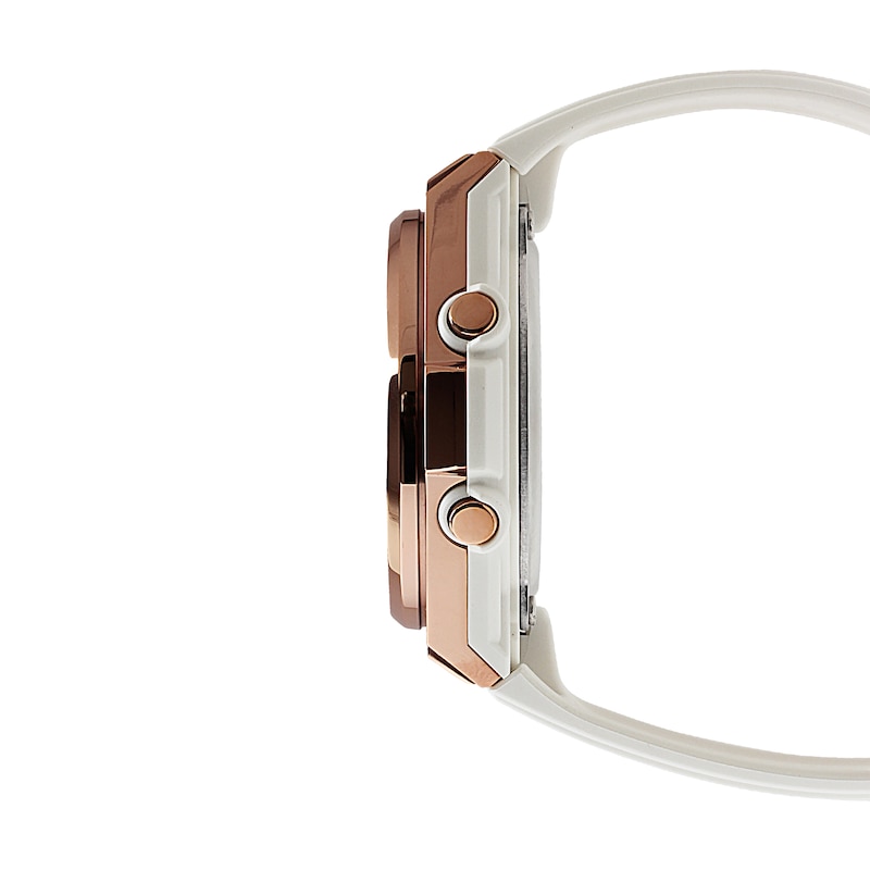 Main Image 2 of Ladies' Casio G-Shock Chronograph Rose IP White Resin Strap Watch with White Dial (Model: MSGS600G-7A)