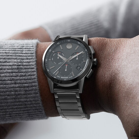 Men's Movado MuseumÂ® Sport Two-Tone PVD Chronograph Watch with Black Dial (Model: 0607558)