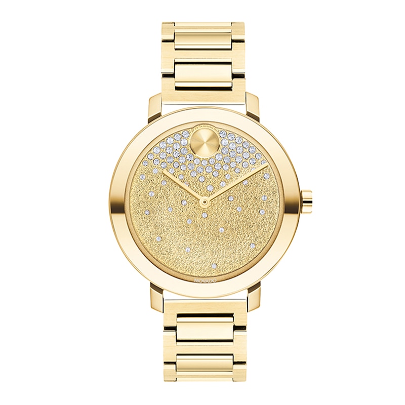 Main Image 1 of Ladies' Movado Bold® Evolution Crystal Accent Gold-Tone IP Watch with Gold-Tone Dial (Model: 3600705)
