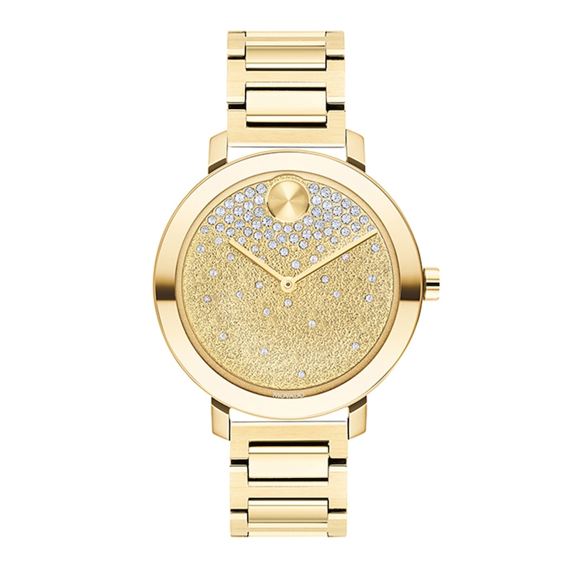 Ladies' Movado Bold® Evolution Crystal Accent Gold-Tone IP Watch with Gold-Tone Dial (Model: 3600705)