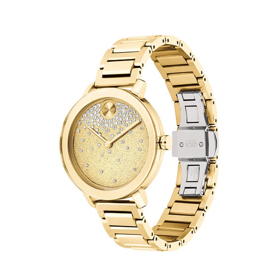 Ladies' Movado BoldÂ® Evolution Crystal Accent Gold-Tone IP Watch with Gold-Tone Dial (Model: 3600705)