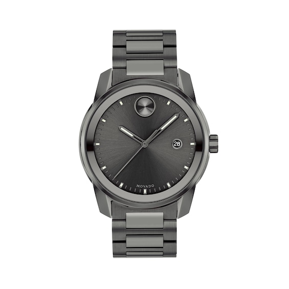 Men's Movado BoldÂ® Verso Gunmetal Grey IP Watch with Grey Dial (Model: 3600736)