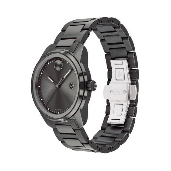 Men's Movado BoldÂ® Verso Gunmetal Grey IP Watch with Grey Dial (Model: 3600736)