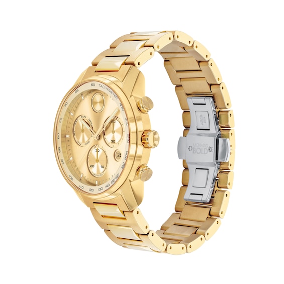 Men's Movado BoldÂ® Verso Gold-Tone IP Chronograph Watch with Gold-Tone Dial (Model: 3600741)