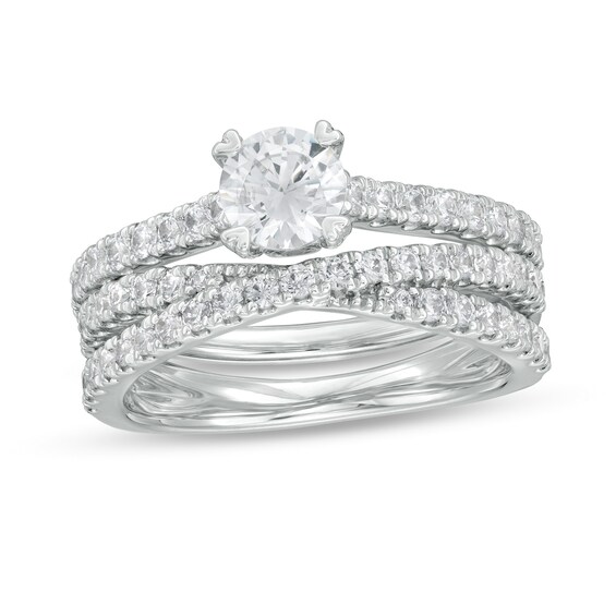 1-1/2 CT. T.W. Diamond Multi-Row Crossover Bridal Set in 14K White Gold 1-1/2 CT. T.W. Diamond Multi-Row Crossover Bridal Set in 14K White Gold