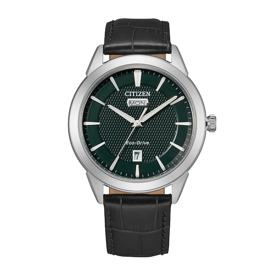 Men's Citizen Eco-Drive® Corso Strap Watch with Green Dial (Model: Aw0090-02X)