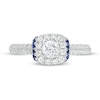 Vera Wang Love Collection 3/4 CT. T.W. Diamond and Blue Sapphire Collar Engagement Ring in 14K White Gold