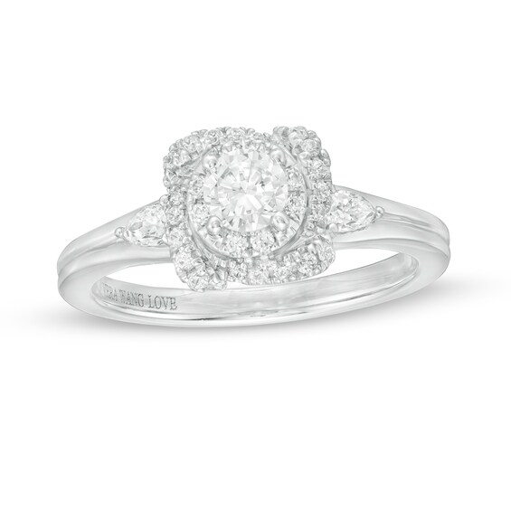 Vera Wang Love Collection 5/8 CT. T.w. Diamond Double Frame Engagement Ring in 14K White Gold