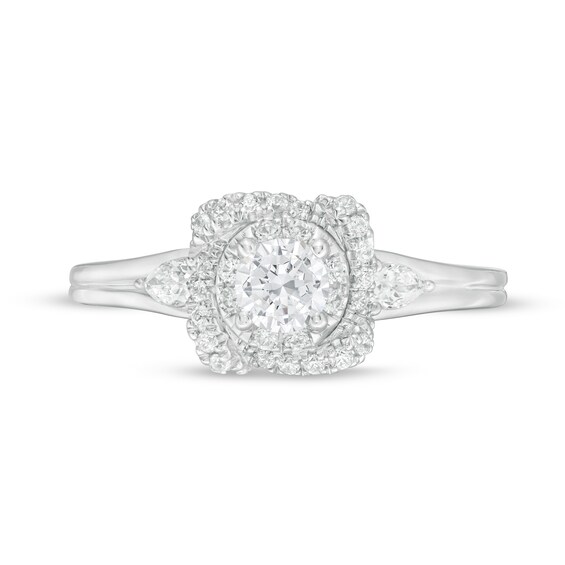 Vera Wang Love Collection 5/8 CT. T.w. Diamond Double Frame Engagement Ring in 14K White Gold