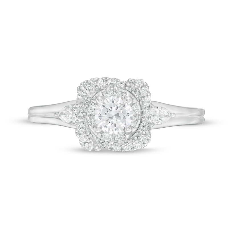 Main Image 4 of Vera Wang Love Collection 5/8 CT. T.W. Diamond Double Frame Engagement Ring in 14K White Gold