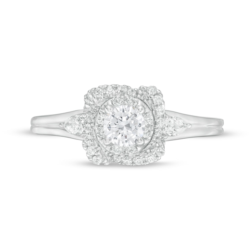 Vera Wang Love Collection 5/8 CT. T.W. Diamond Double Frame Engagement Ring in 14K White Gold