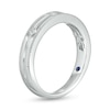 Vera Wang Love Collection Men's 1/10 CT. T.W. Square-Cut Diamond Three Stone Wedding Band in 14K White Gold