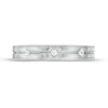 Thumbnail Image 3 of Vera Wang Love Collection Men's 1/10 CT. T.W. Square-Cut Diamond Three Stone Wedding Band in 14K White Gold