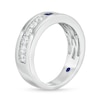 Thumbnail Image 2 of Vera Wang Love Collection Men's Square-Cut Blue Sapphire and 3/4 CT. T.W. Diamond Wedding Band in 14K White Gold